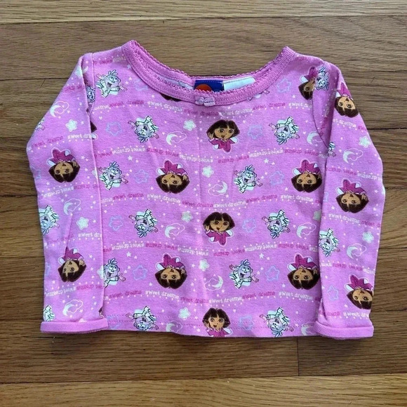Vintage Y2K Dora The Explorer Pink Long Sleeve Fitted Tee Size 2T - Picture 2 of 4